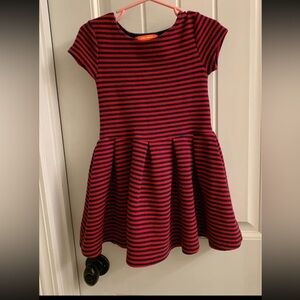 Striped Red and Black Kids Dress